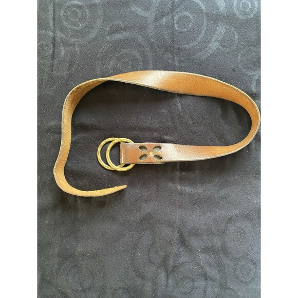 Vintage 60’s/70’s Leather Belt With Double Solid Brass Buckle. Daisy Cutout. OS. - Picture 15 of 15